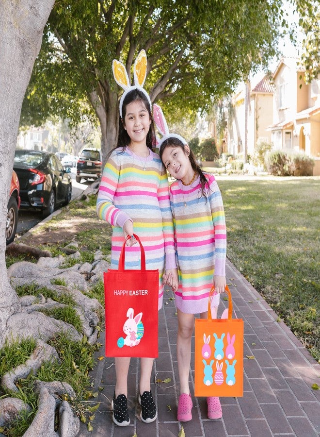 HEYTUYA 6 Pack Easter Gift Bags, Large Easter Bags with Handles, Easter Egg Bunny Treat Bags for Kids, Trick Bags Easter Kids Party Favor Supplies, Non-Woven Tote Bag Easter Basket Bags - Image 2