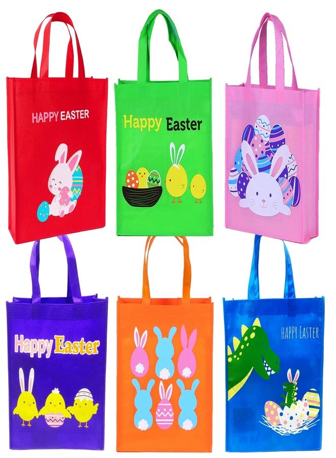 HEYTUYA 6 Pack Easter Gift Bags, Large Easter Bags with Handles, Easter Egg Bunny Treat Bags for Kids, Trick Bags Easter Kids Party Favor Supplies, Non-Woven Tote Bag Easter Basket Bags - Image 1