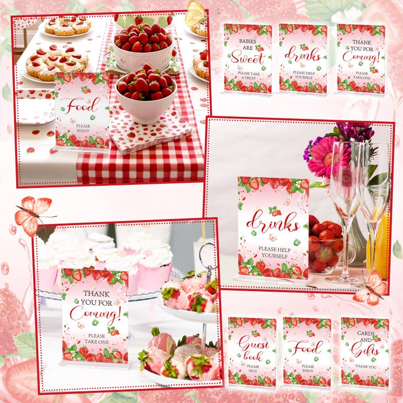 Vercraft 6 Pcs Strawberry Sweet Berry Baby Shower Table Decorations Take One Sign Thank You Acrylic Sign Centerpieces with Stand 5 x 7" Baby Shower Birthday Party Decorations for Guests Gifts - Image 5