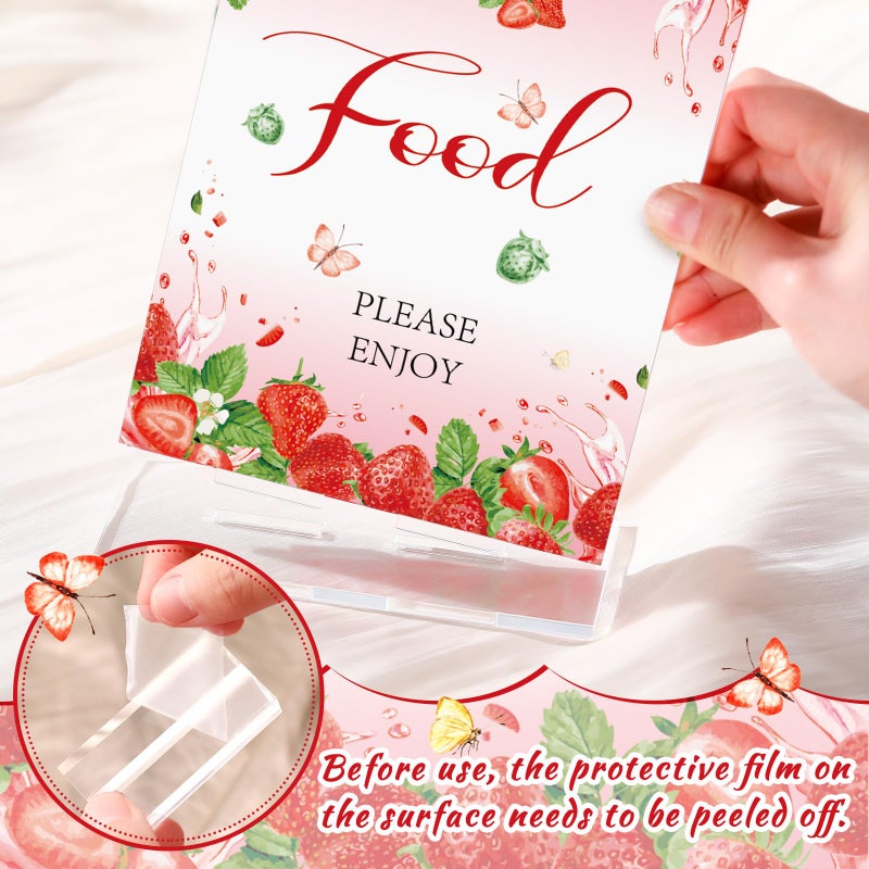 Vercraft 6 Pcs Strawberry Sweet Berry Baby Shower Table Decorations Take One Sign Thank You Acrylic Sign Centerpieces with Stand 5 x 7" Baby Shower Birthday Party Decorations for Guests Gifts - Image 4