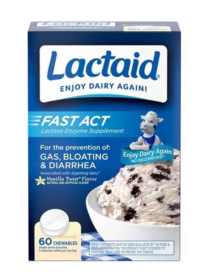 لاكتيد مكملات إنزيم اللاكتيز سريع المفعول، 60 قرصًا قابلًا للمضغ - Image 1