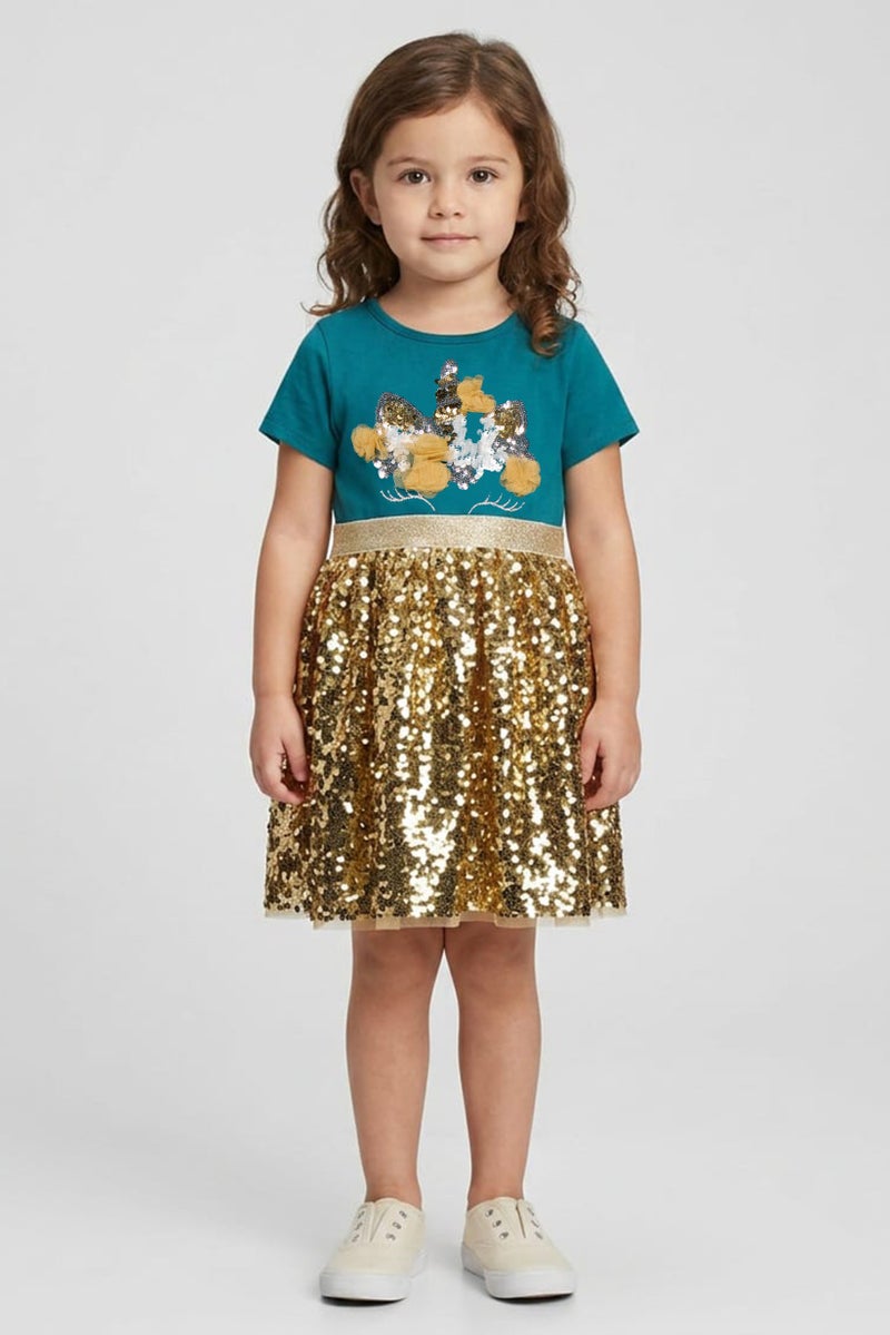 MISS Toddlers Girl Textured Dress, Multicolor - Image 1