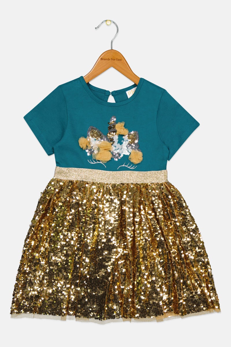 MISS Toddlers Girl Textured Dress, Multicolor - Image 2