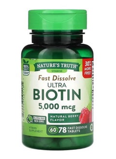 Vitamins Fast Dissolve Ultra Biotin Natural Berry 5000 mcg 78 Fast Dissolve Tablets