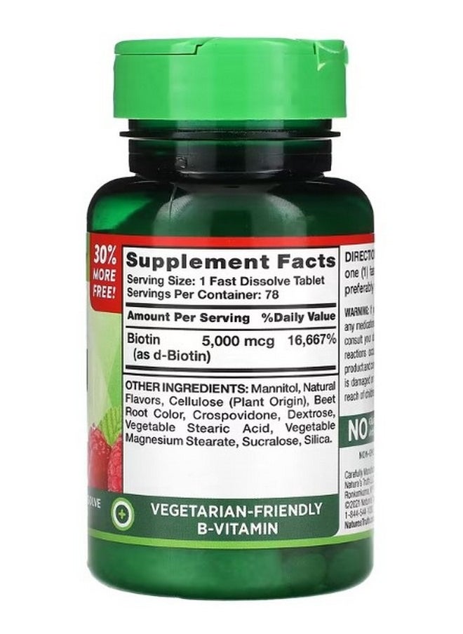 Nature's Truth Vitamins Fast Dissolve Ultra Biotin Natural Berry 5000 mcg 78 Fast Dissolve Tablets  - Image 2