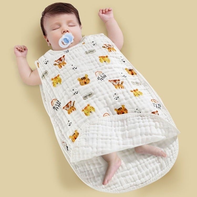Four Seasons Baby Sleeping Bag Thin Style Baby Pure Cotton Gauze Sleeveless Vest Sleepwear Anti-Kick Children''s Anti-Kick Blanket