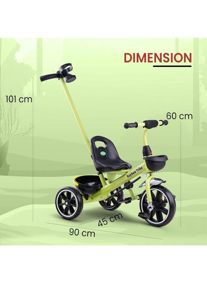 Baybee Smart Plug & Play Baby Tricycle with Parental Push Handle - Hero Green - Image 2
