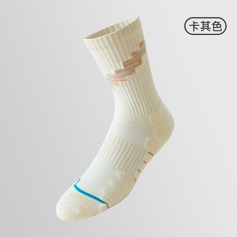 Generic Mens Mid-Calf Badminton Socks Autumn Winter Khaki - Image 1