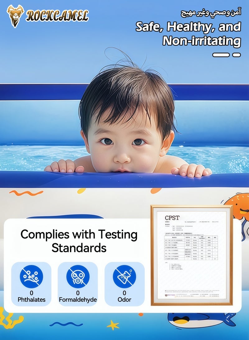 ROCKCAMEL مسبح نفخ كبير الحجم مقاس 300×175×56 سم، مزود بمضخة هواء كهربائية وجهاز رمي السلة، مسبح أطفال سميك الجدران، لعبة مائية ترفيهية للهواء الطلق، مناسب للفناء الخلفي والحدائق الخارجية، يتسع لـ 1 إلى 8 أشخاص - Image 5