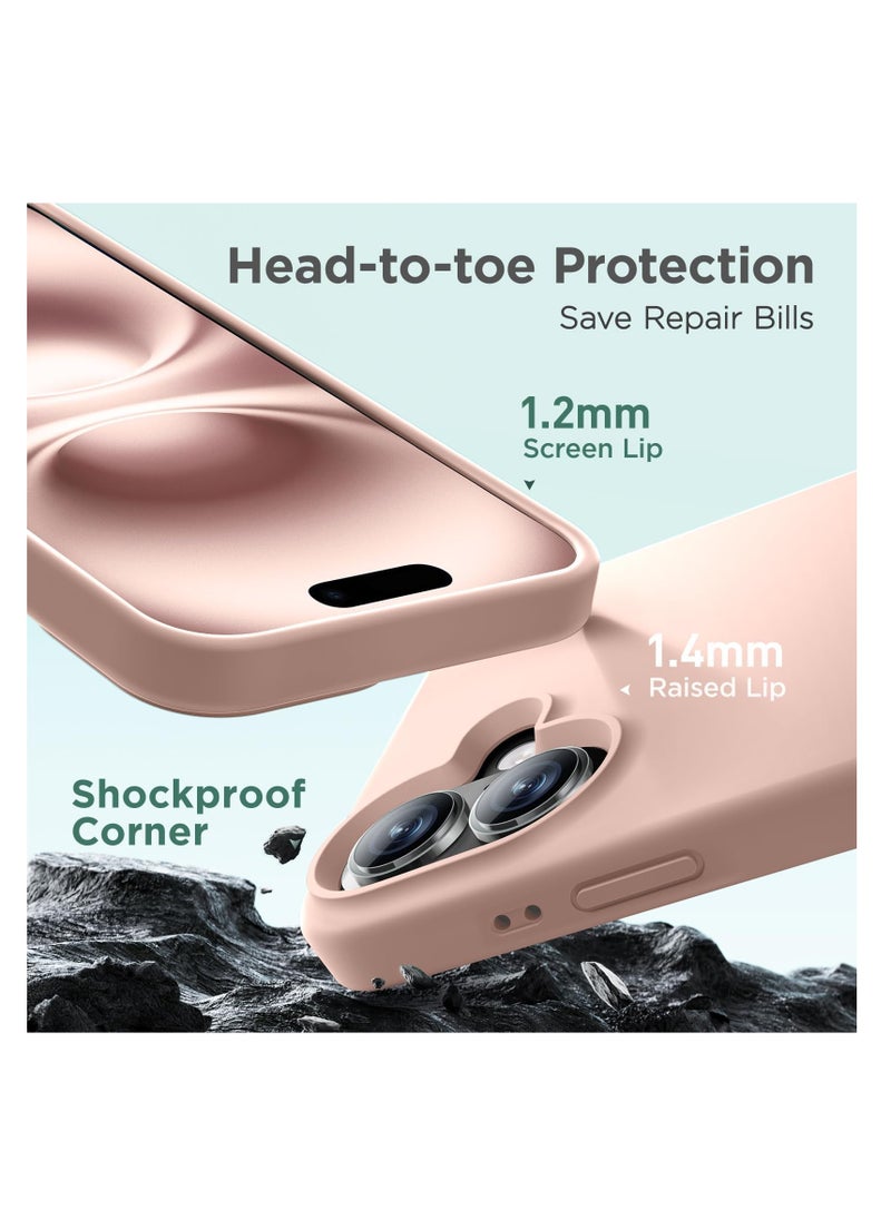 Compatible with iPhone 16 Plus Case, [Silky and Soft Touch Series] Premium Soft Liquid Silicone Rubber Full-Body Protective Bumper Case for iPhone 16 Plus (Sand Powder)