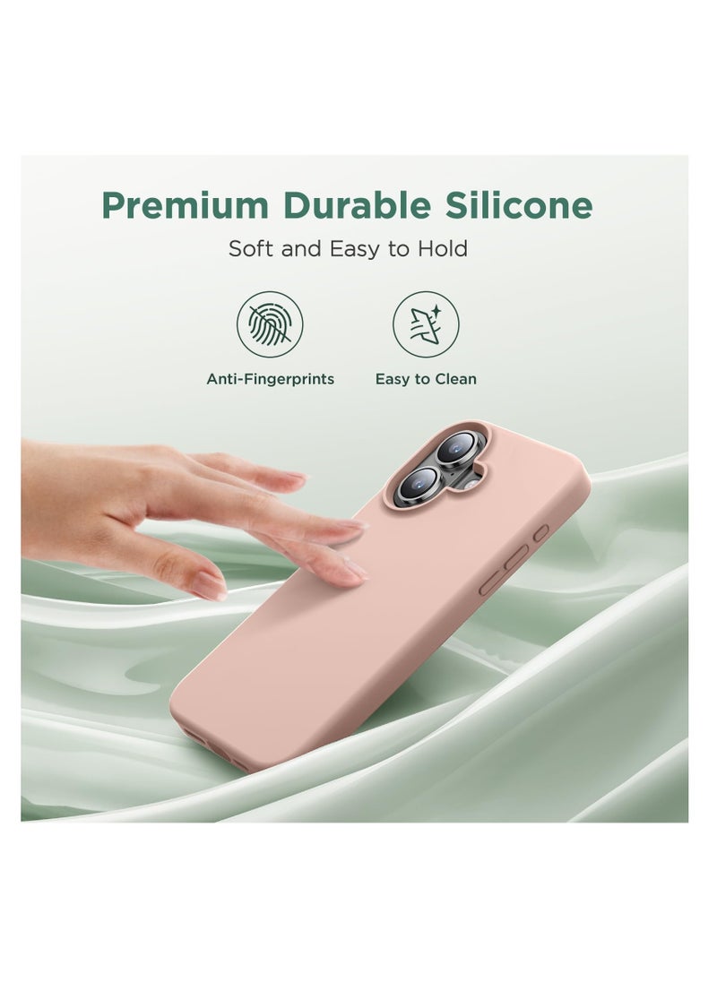 Compatible with iPhone 16 Plus Case, [Silky and Soft Touch Series] Premium Soft Liquid Silicone Rubber Full-Body Protective Bumper Case for iPhone 16 Plus (Sand Powder)