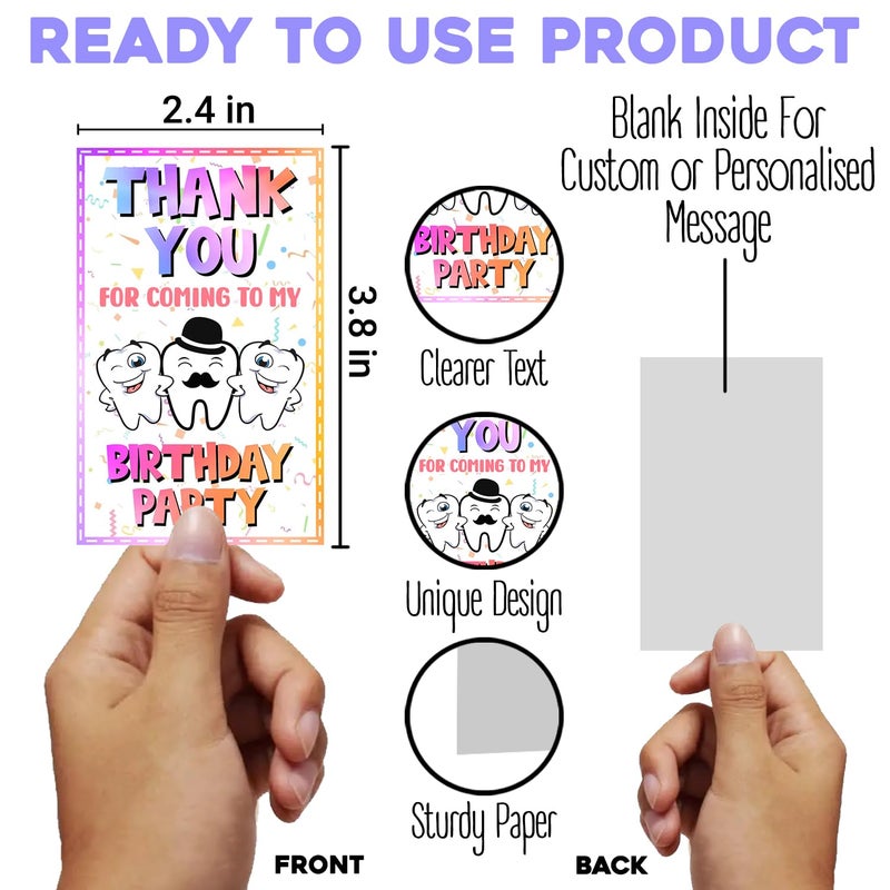 Zyozique ZYOZIQUE Tooth Theme Thank You Tags for Making My Party Little Special Multi Color Tooth Theme Thank You Card for Birthday Thanks Giving Favor Pack Of 40  - Image 5