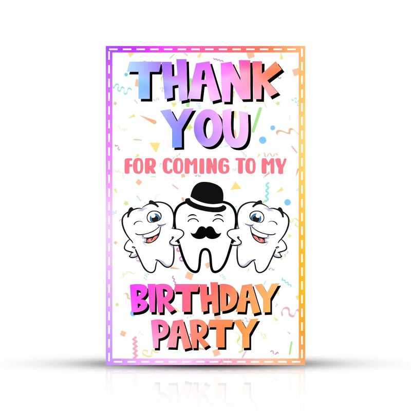 Zyozique ZYOZIQUE Tooth Theme Thank You Tags for Making My Party Little Special Multi Color Tooth Theme Thank You Card for Birthday Thanks Giving Favor Pack Of 40  - Image 1