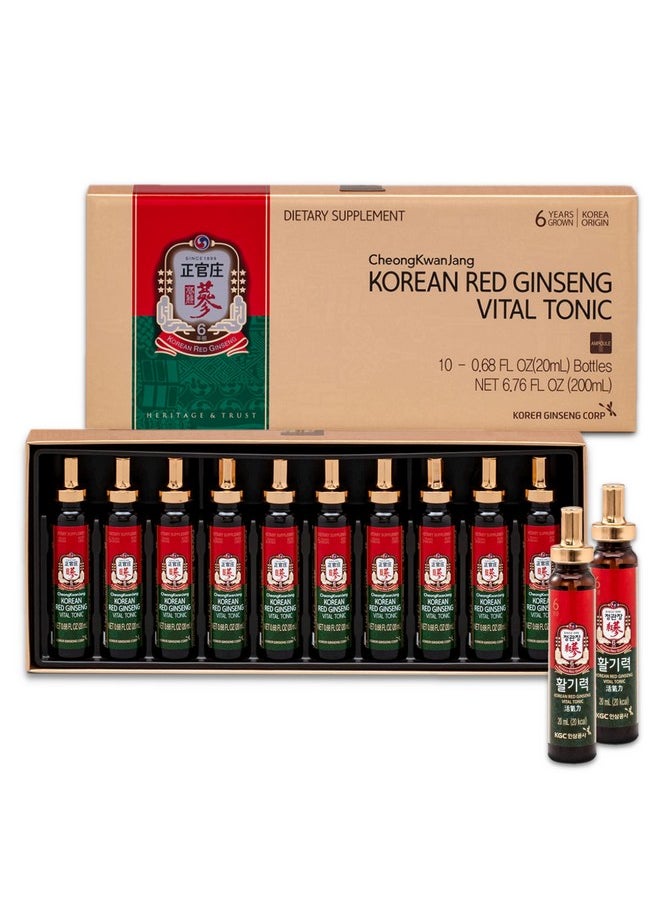 CheongKwanJang - [Korean Red Ginseng Vital Tonic Gift Set Energy Shot Panax Ginseng Giftset For Immune System Booster And Wellness Recovery Natural Herbs Vitamins And Minerals 10 Bottles - Image 1
