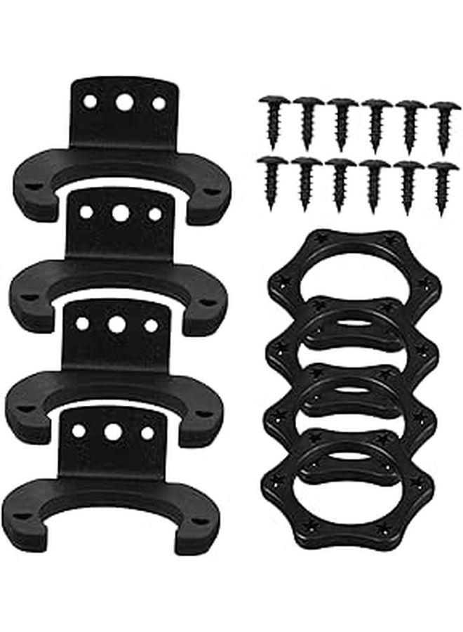Black Microphone Holder 4 Sets Wall Mount Ring Rolling Protective Cover Easy Install - Image 1