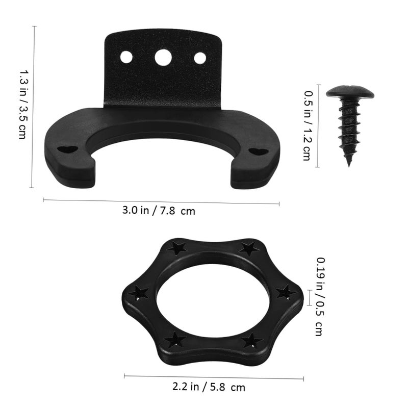 Black Microphone Holder 4 Sets Wall Mount Ring Rolling Protective Cover Easy Install - Image 3