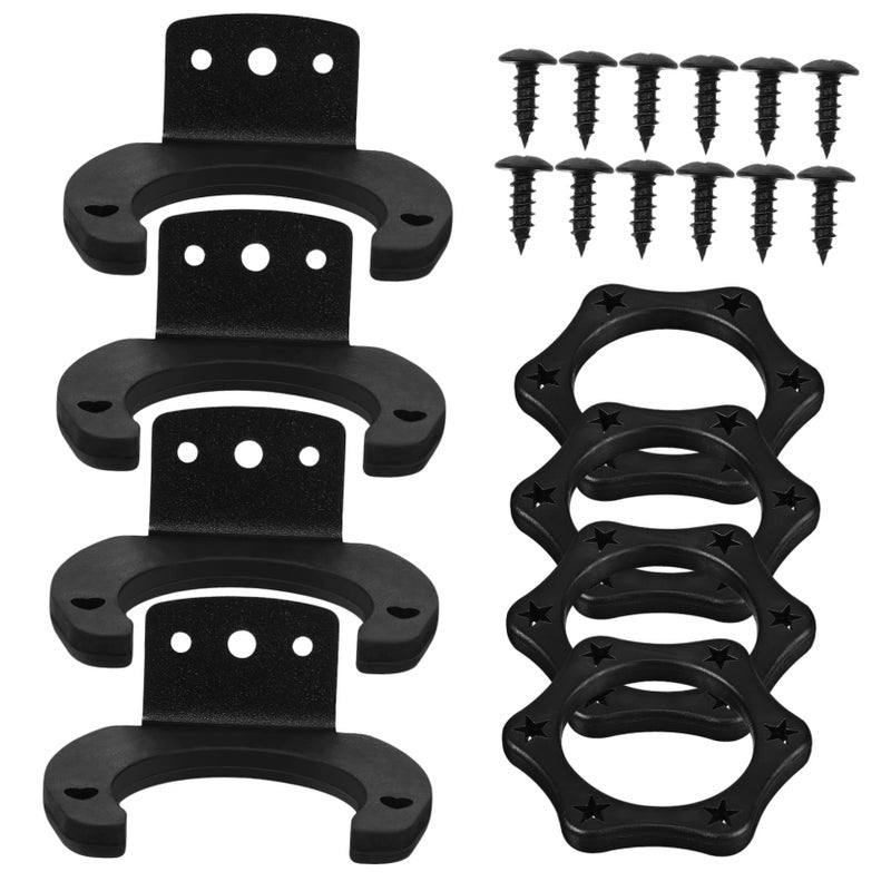 Black Microphone Holder 4 Sets Wall Mount Ring Rolling Protective Cover Easy Install - Image 2