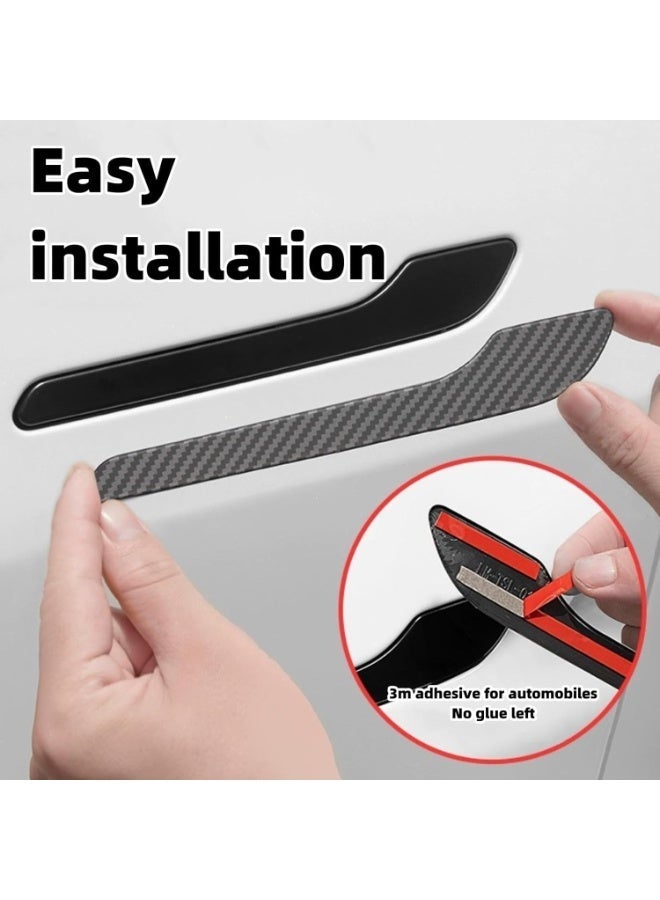 Glossy Carbon Fiber Door Handle Cover Set for Tesla Model 3 And Model Y Scratch Resistant Exterior Protector 4 Pieces - Image 2