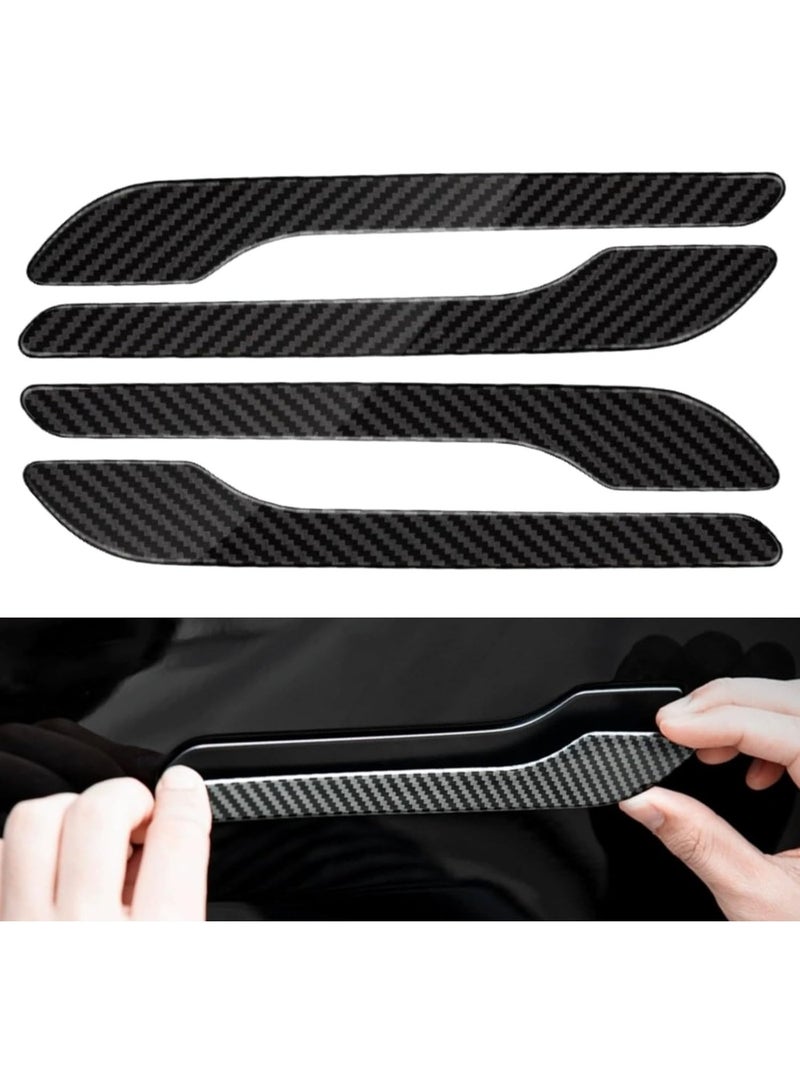 Glossy Carbon Fiber Door Handle Cover Set for Tesla Model 3 And Model Y Scratch Resistant Exterior Protector 4 Pieces - Image 1