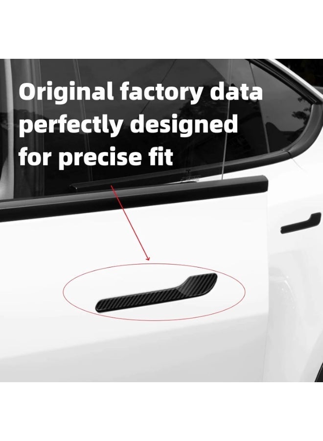 Glossy Carbon Fiber Door Handle Cover Set for Tesla Model 3 And Model Y Scratch Resistant Exterior Protector 4 Pieces - Image 4
