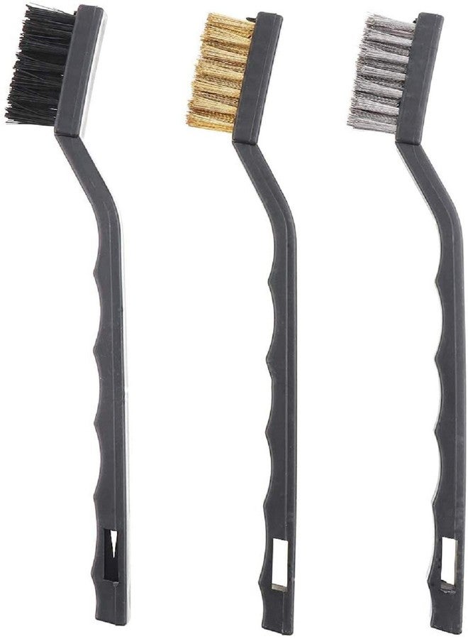 UNEQUETREND Set of 3 Pc Mini Wire Brush Cleaning Tool Kit Brass, Nylon, Stainless Steel Bristles (Multicolor) (pack of 3) - Image 1
