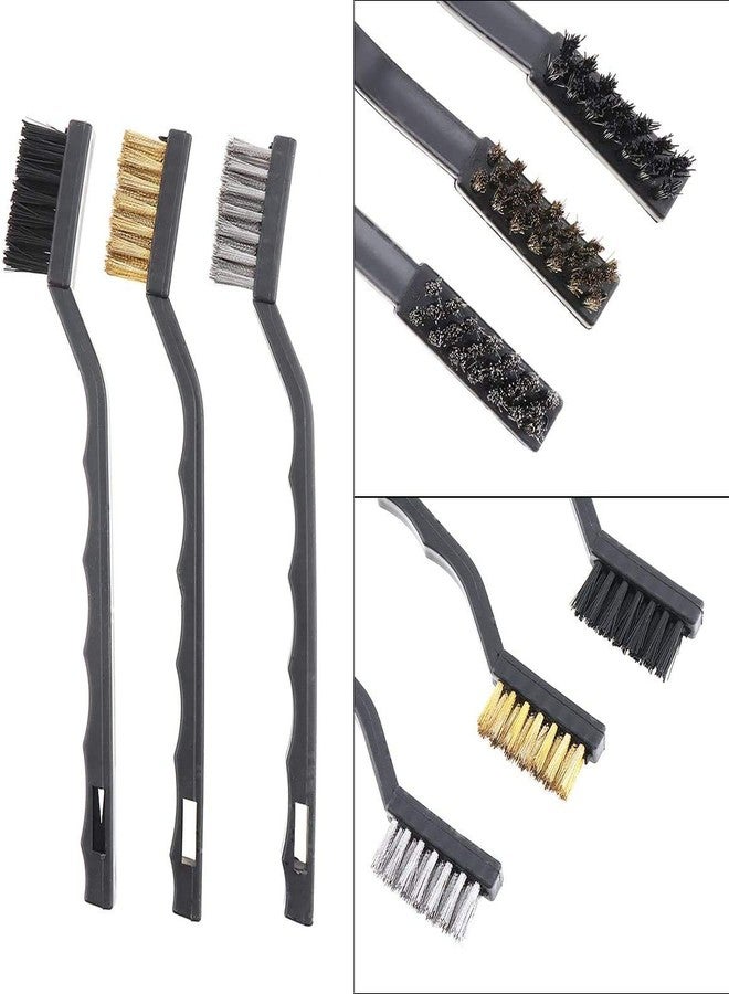 UNEQUETREND Set of 3 Pc Mini Wire Brush Cleaning Tool Kit Brass, Nylon, Stainless Steel Bristles (Multicolor) (pack of 3) - Image 2