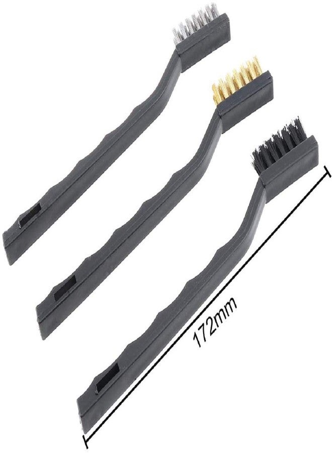 UNEQUETREND Set of 3 Pc Mini Wire Brush Cleaning Tool Kit Brass, Nylon, Stainless Steel Bristles (Multicolor) (pack of 3) - Image 4