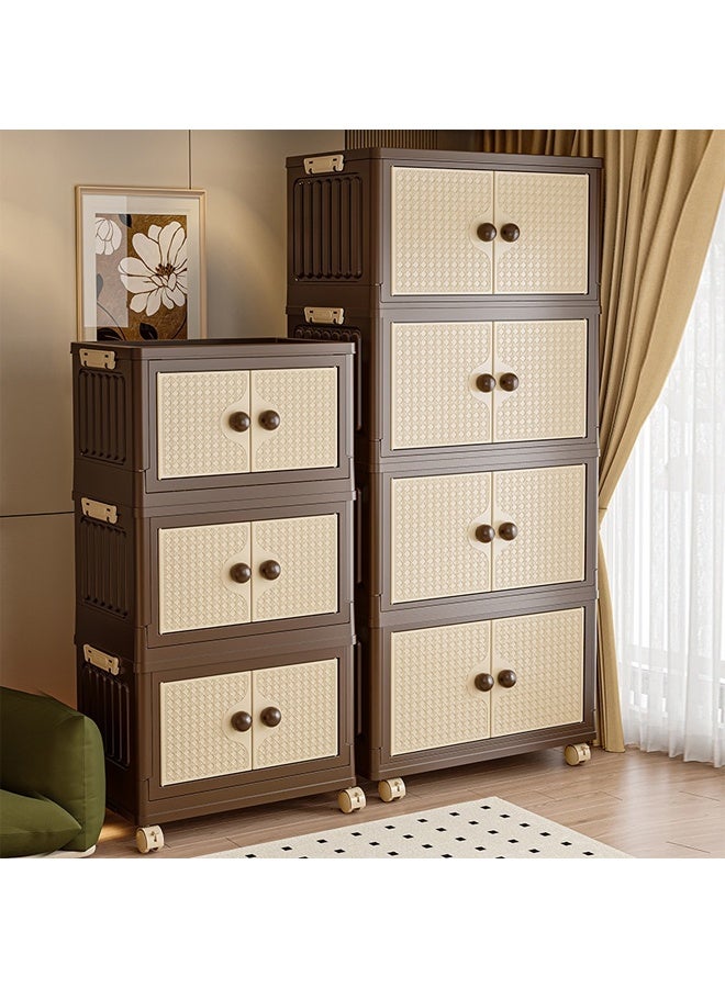 إيه تي إم خزانة تخزين بلاستيكية بأربع طبقات بأبواب مزدوجة - 43.5 × 27.5 × 105.5 سم - Image 4