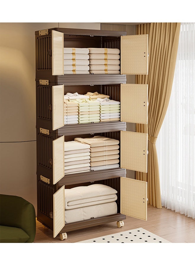 إيه تي إم خزانة تخزين بلاستيكية بأربع طبقات بأبواب مزدوجة - 43.5 × 27.5 × 105.5 سم - Image 2