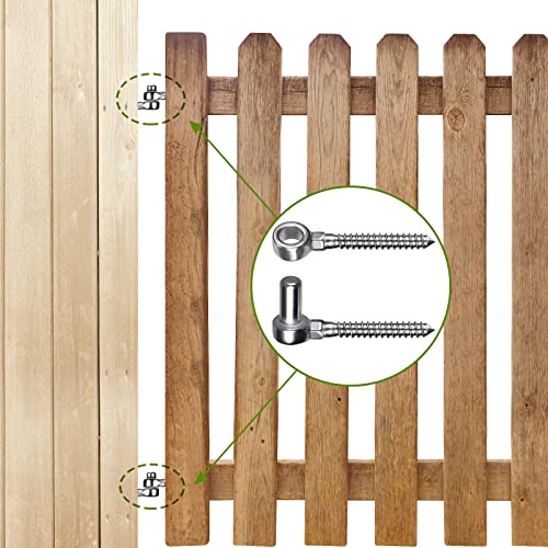 Insaga Gate Hinges, 304 Stainless Steel Wood Gate Hinge, M12 Hook and Eye Hinges, Partial Thread Gate Bolt Hook, Gate Hardware for Wooden Gates Fences, 1Pair - Image 5