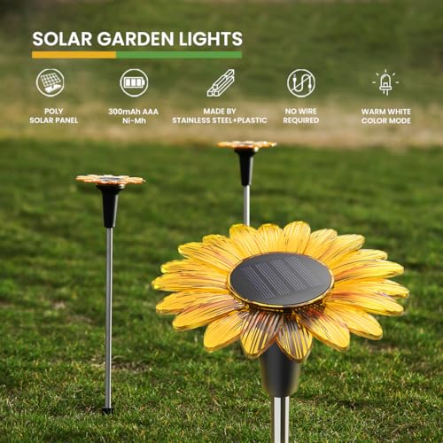 hardoll Sunflower Shaped Solar Lights Outdoor Waterproof, Warm White Decorative Solar Light for Garden, Home & Pathway, Solar Lamp for Lawn, Patio & Decoration(Pack of 1) - Image 2