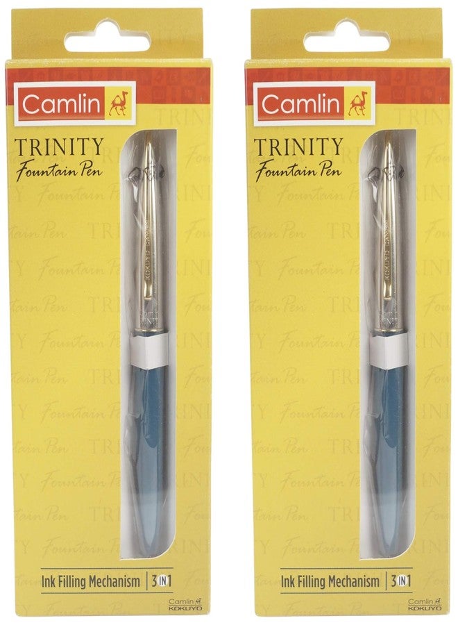Camlin Kokuyo Trinity Fountain Pen with 3-in-1 Mechanism (Color may vary) (Pack of 2) - Image 1