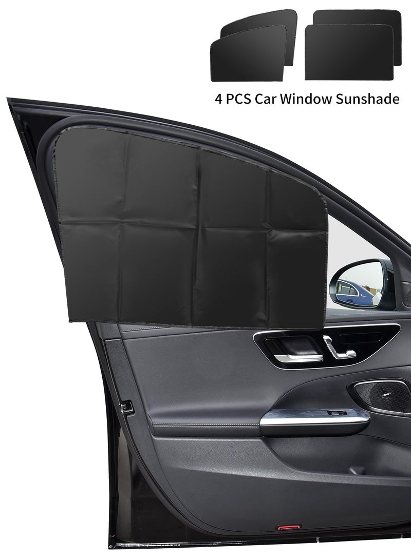 أركايوبتيركس ستائر شمسية لنوافذ السيارة، 4 قطع ستائر مغناطيسية عالمية للسيارات، تحجب الأشعة فوق البنفسجية، تقلل من الضرر الناتج عن أشعة الشمس المباشرة الساطعة والحرارة، سهلة التركيب على المقاعد الأمامية والخلفية - Image 1