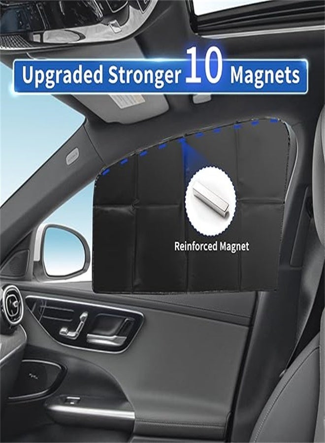 أركايوبتيركس ستائر شمسية لنوافذ السيارة، 4 قطع ستائر مغناطيسية عالمية للسيارات، تحجب الأشعة فوق البنفسجية، تقلل من الضرر الناتج عن أشعة الشمس المباشرة الساطعة والحرارة، سهلة التركيب على المقاعد الأمامية والخلفية - Image 2