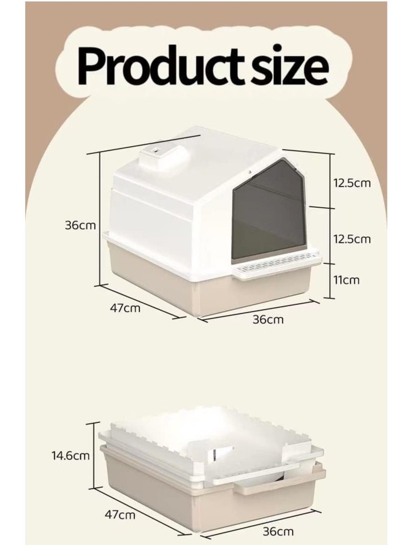 Cool Baby Cat Litter Box Fully Enclosed Cat Toilet with Door Large Cat Litter Pan Cat Potty with Cat Litter Scoop Anti-Splash Kitten House Litter Boxes Pet Supplies  - Image 3