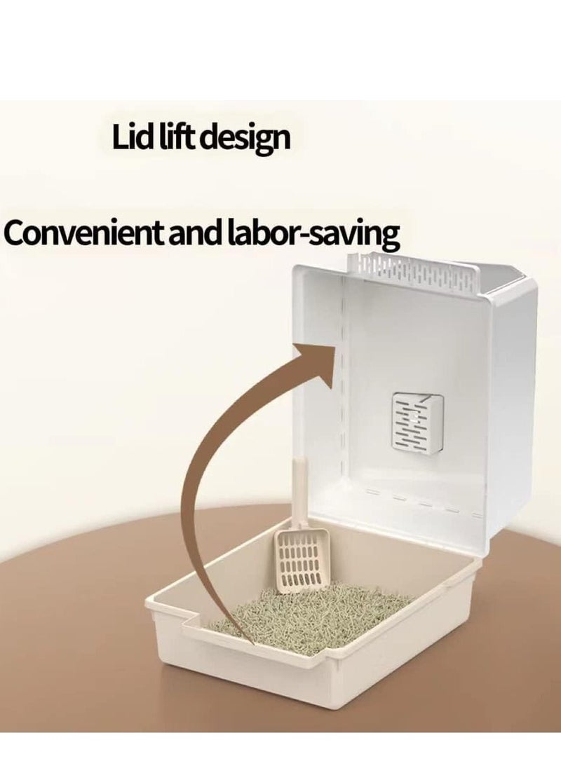 Cool Baby Cat Litter Box Fully Enclosed Cat Toilet with Door Large Cat Litter Pan Cat Potty with Cat Litter Scoop Anti-Splash Kitten House Litter Boxes Pet Supplies  - Image 4