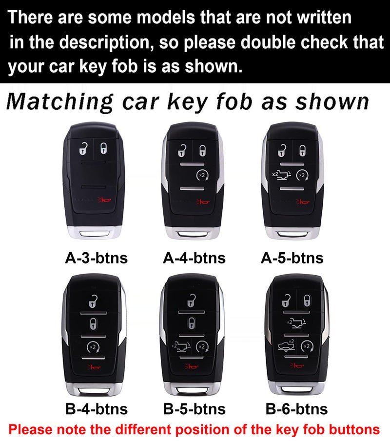 ontto Smart Remote Key Cover Case Compatible with Ram 1500 2500 3500 4500 5500 2019-2025,Key Fob Holder Case Fit for Dodge Ram Truck Key Remotes,5-Button-Black - Image 2