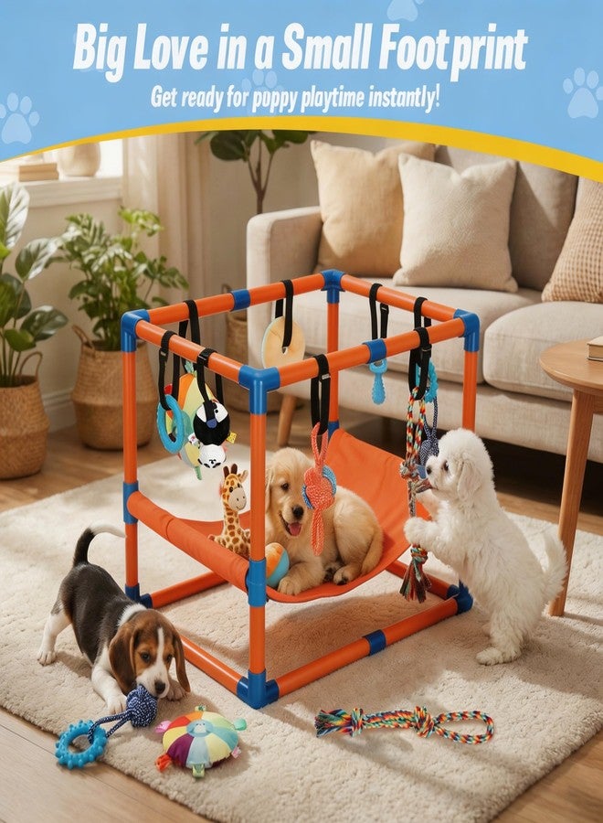 Bullro Orange Puppy Play Gym with 8 Hanging Toys - Image 4