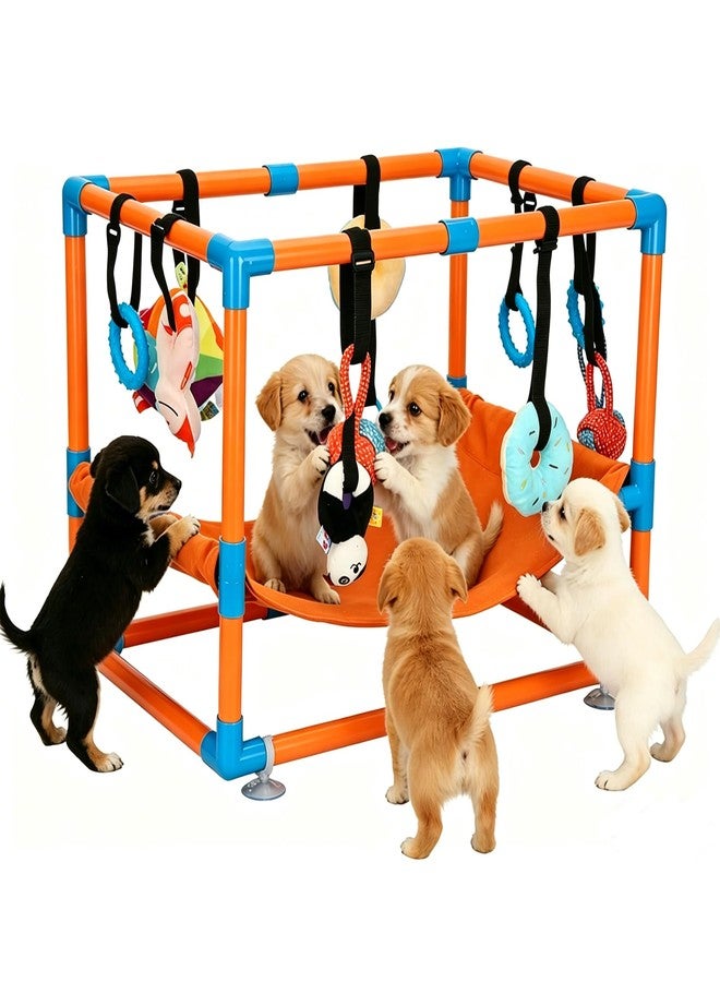 Bullro Orange Puppy Play Gym with 8 Hanging Toys - Image 1