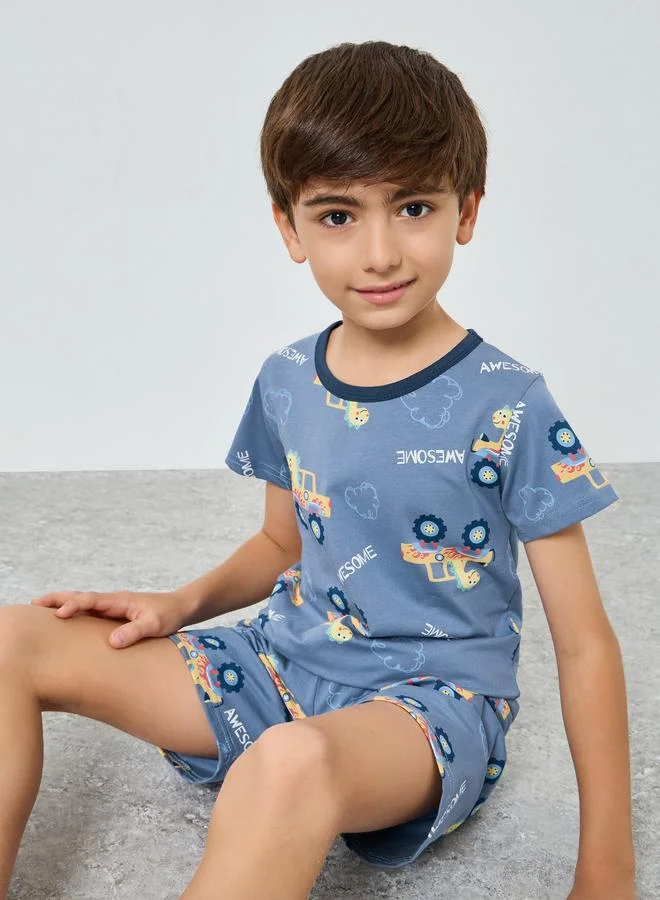 Styli Boys Printed T-Shirt and Shorts Pyjama Set