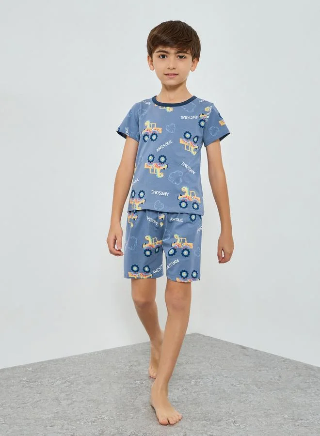 Styli Boys Printed T-Shirt and Shorts Pyjama Set