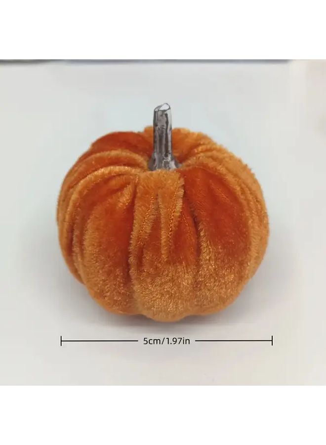 Halloween Pumpkin Velvet Faux Pumpkins Set Fall Decor For Thanksgiving Harvest - Image 3