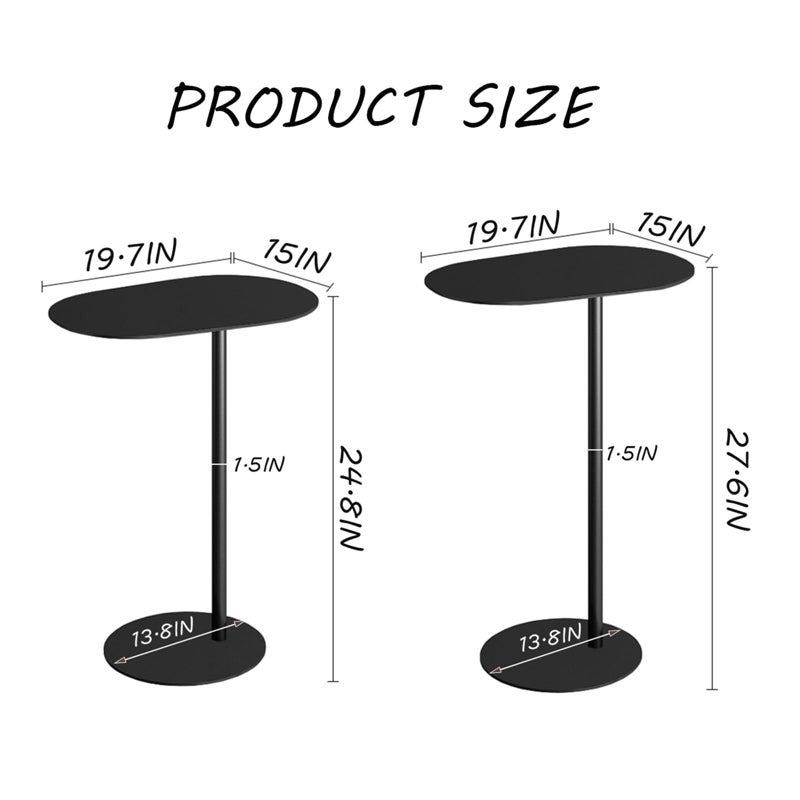TTYXSUEPT C-Shaped Side Table, Iron End Table for Couch Sofa and Bed, Small Metal Black Side Tables for Living Room Bedroom (Black, High-24.8in/63cm) - Image 2