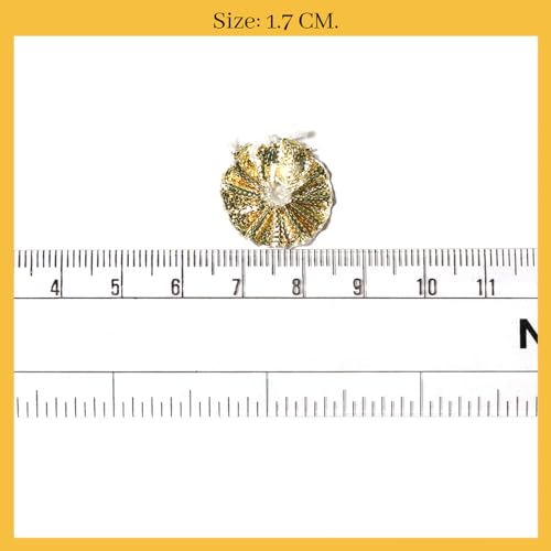 EmbroideryMaterial Gold Gota Patti Flowers Embroidery Patches for Clothes, Applique Patches for Embroidery Work, Gota Flowers for Decoration, Crafts & Flowers for Dress Designing (25 Pieces, Gold, 1.7 CM) - Image 3