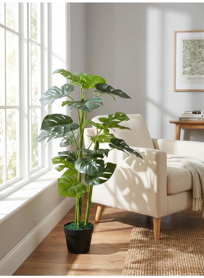 ايست من نون شجرة مونستيرا الاصطناعية بارتفاع 100 سم (3.2 قدم) مع وعاء | نبات أرضي بتصميم وملمس واقعي - أخضر | شجرة بت texture طبيعي زخرفي للمنزل، غرفة المعيشة، غرفة الدراسة ومكاتب العمل - Image 1