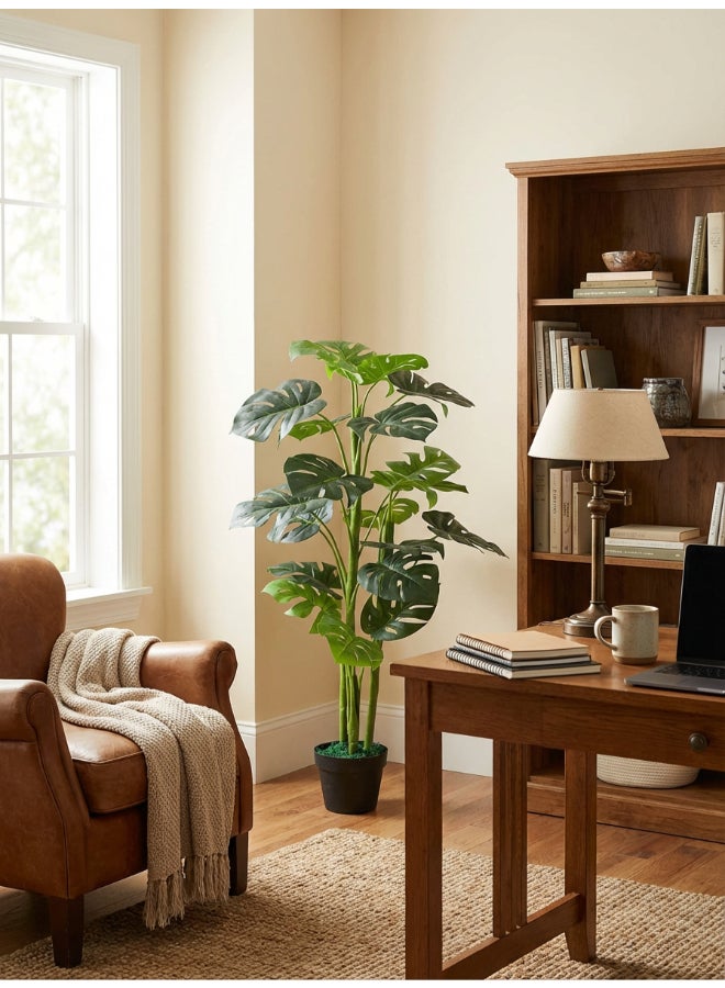 ايست من نون شجرة مونستيرا الاصطناعية بارتفاع 100 سم (3.2 قدم) مع وعاء | نبات أرضي بتصميم وملمس واقعي - أخضر | شجرة بت texture طبيعي زخرفي للمنزل، غرفة المعيشة، غرفة الدراسة ومكاتب العمل - Image 4