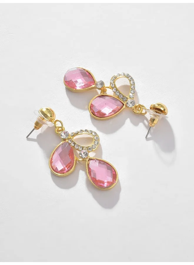 سوهي طقم مجوهرات مكون من قلادة وحلق من الحجر ومطلي بالذهب