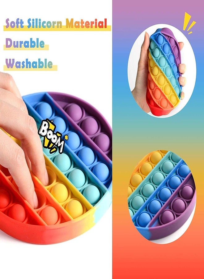 Homeish Push Pop Fidget Sensory Rainbow Colored Bubble Silicone Toy, Stress Relief, Novelty Gift Item, Fun Toys for Toddlers, Kids and Adults (Circle, 1 Pc) - Image 2