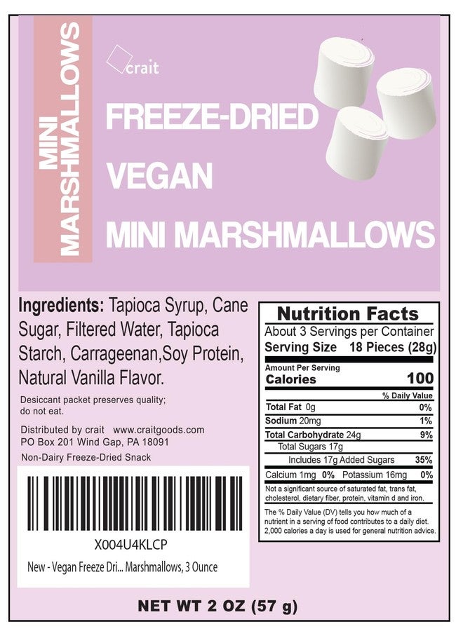 crait Vegan Marshmallows, Freeze Dried Mini Marshmallows, Vegan Snacks, 2.5 Ounce - Image 5