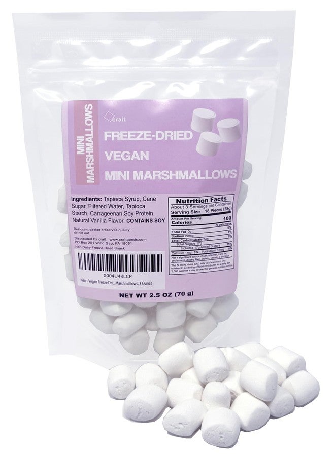 crait Vegan Marshmallows, Freeze Dried Mini Marshmallows, Vegan Snacks, 2.5 Ounce - Image 1